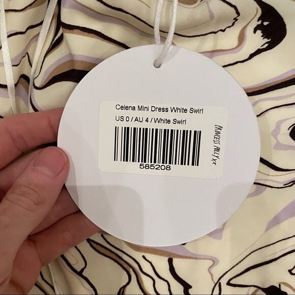 Princess Polly Celena Mini Dress in White Brown Swirl Size 0 - Picture 4 of 11